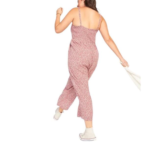 Old Navy Smocked Cami Jumpsuit Ruffled Square Neck Ditsy Floral Print Med - Picture 2 of 13